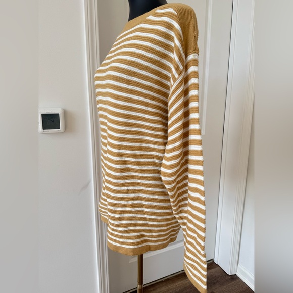 Croft & Barrow Women's Tan and White Striped Sweater - Picture 2 of 8